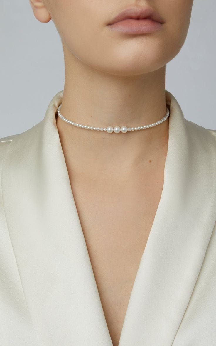 Pearl Stone Sliver Plated Pearl Mala